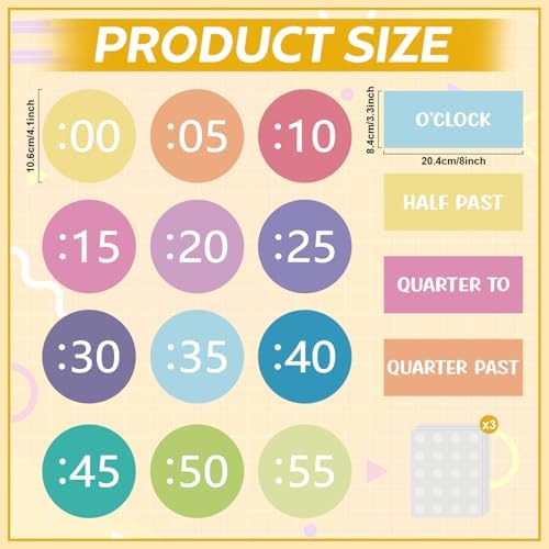 Clock Numbers Bulletin Board Kits, Paper Telling Time Teaching Clock for Kids Labels, Learning to Tell Time Cutouts for Elementary Math Classroom Must Haves (Colorful) - Image 2