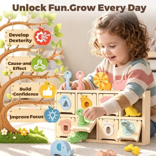 Montessori Toys for 2 Year Old|Wood Lock and Key Toddler Learning Toys - Image 3