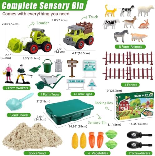 Aliex Farm Sensory Bin, Sensory Kits with Play Sand for Toddlers Ages 3-8 - Image 6