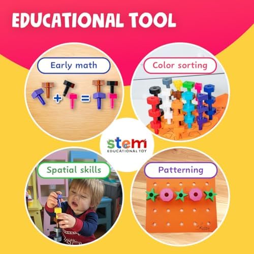Skoolzy Peg Board Set, Montessori, 38 Pc Plastic w/Shapes, Ages 2+ - Image 3