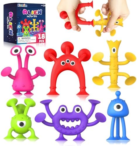 Suction Toy Toddler Bath Toys: 18PCS Sensory Fidget Toys for Boys Girls by Richtim