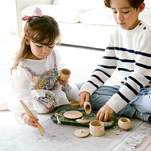 Blue Ginkgo Sensory Bin Tools – Montessori Fine Motor Skills Learning Set for Toddlers and Kids Pretend Play [9 PC] Kitchen Wooden Set with Scoops, Bamboo Tongs - Image 2