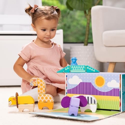 Melissa & Doug Blockables™ Safari Snap and Play, Mix and Match Connectable Wooden Building Blocks Play Set Toy for Preschool Boys and Girls (34 Pcs) - Image 2