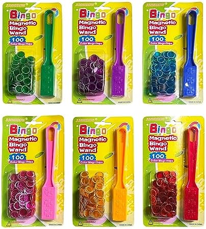 JUNWRROW Magnetic Bingo Wand with Chips,6-Pack& 600 Metal Chips, 6 Color Metal Chips-for Large Group Games,Family Game Night, Sensory Bins,Counting and Sorting,Science& Educational Activities - Image 5