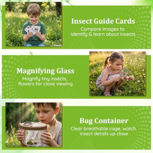 9 Pcs Bug Catcher for Kids, Outdoor Kids Explorer Kit with Magnifying Glass Butterfly Backpack & 6 Bug Catching Accessories, Outdoor Explorer Kit Nature Exploration Toys STEM Gift for Boys Girls 3-12 - Image 6