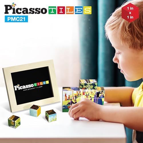 PicassoTiles 1” Magnetic Puzzle Building Cubes Blocks of Popular World Famous Art Paintings with Free Frame, Educational STEAM Toys for 3+ Year Old Boys Girls Toddlers Or Preschool Age Children PMC21 - Image 2
