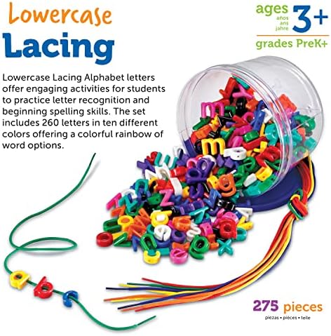 Learning Resources Lowercase Lacing Letters - 275 Pieces, Ages 3+ Toddler Alphabet Learning Toys, Preschool Games, Homeschool Supplies, Fine Motor Skills Toys, Alphabet Beads, Early Spelling - Image 6