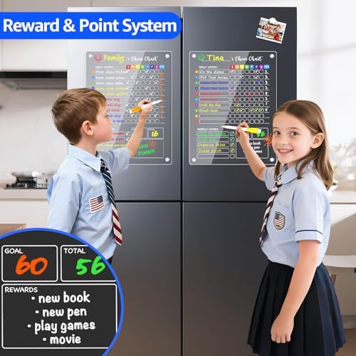 PigPotParty Acrylic Magnetic Chore Chart for Kids, Large 12x16 Inch, 2 Pack - Image 5
