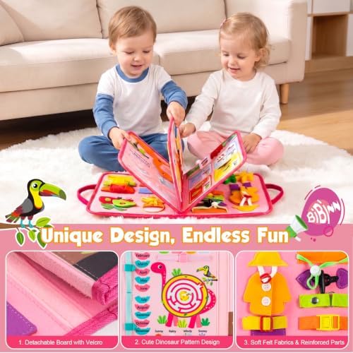 Busy Board Montessori Toys for 2 Year Old Girl Birthday Gift Busy Book - Image 3