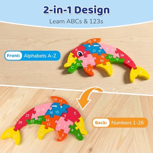 LovesTown Puzzle for Kids, Wooden, 3D Dolphin Shape - Image 2
