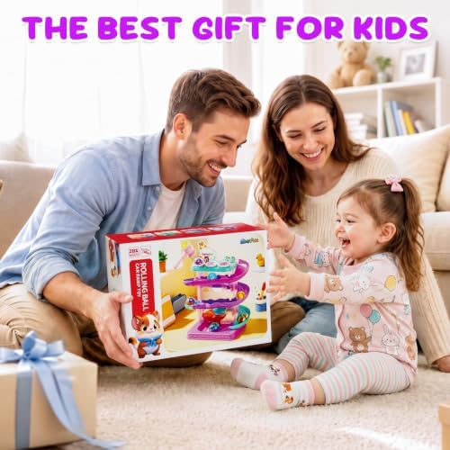 2-in-1 Ball Drop & Car Ramp Race Track Montessori Toy for Toddlers Ages 1-5 - Image 6