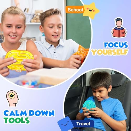 Sensory Toys Fidget Autism Toy for Kids: 8 Pack Gel-Filled Maze Squeeze Sensory Toys for Children - Calming Fidget Toys for Classroom - Image 6
