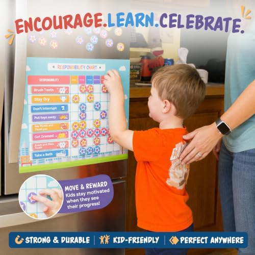 Chore Chart for Kids Magnetic Responsibility Chart Reward Chart 3D Stars - Image 6