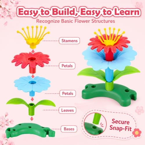 FUNZBO Flower Garden Building Toys Set - STEM Montessori Toys for Girls - Image 4