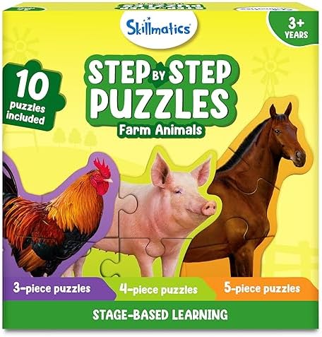 Skillmatics Step by Step Jigsaw Puzzles – Toddler Toys & Games, 40 Pieces by Skillmatics
