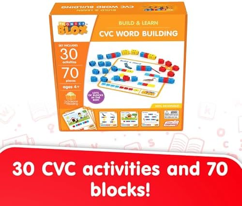 Junior Learning Rainbow Phonics Blox - 30 CVC Word Building Cards & Blocks - Image 2