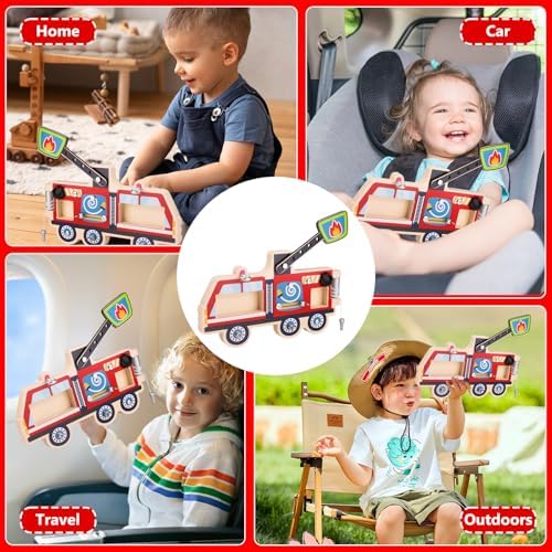 Wooden Fire Truck Screw Activity Board with Tools, Montessori-Inspired, 3+ - Image 6