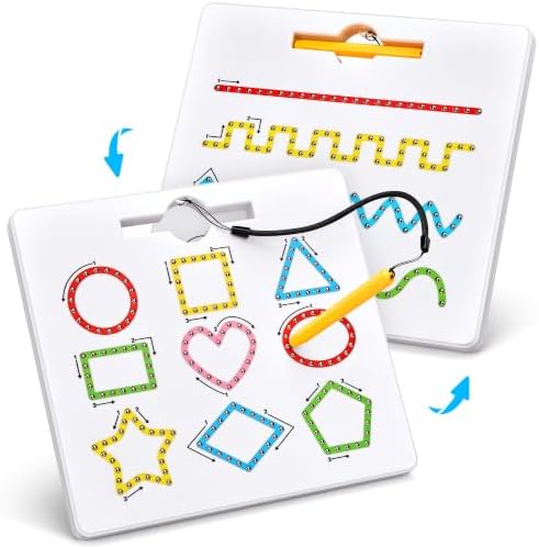 GAMENOTE Magnetic Shapes Lines Tracing Board Double Sided, Pencil Control by Gamenote