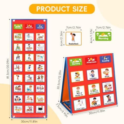 Visual Schedule for Kids with Autism Chore Reward Chart, Bedtime Routine Chart for Toddlers, Double Side Weekly Planner Board with 135 Cards for Home School Planner, Autism Learning Materials - Image 2