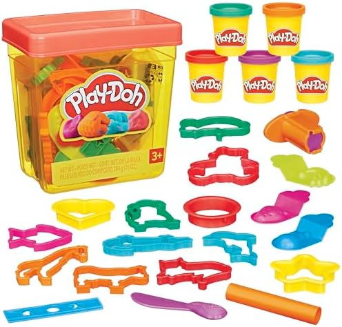 Play-Doh Fun Tub Set, 19 Accessories & Reusable Storage Container, Preschool Toys, Kids Arts & Crafts, Back to School Gifts, Ages 3+ (Amazon Exclusive) by Unknown