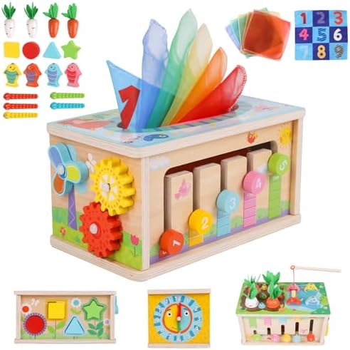 Ancaixin 6-in-1 Montessori Tissue Box Toy for 6+ Months Baby, Activity Cube by Ancaixin