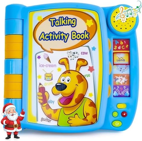 Talking Activity Book for 2 Years Old & Up - Sound Book with 5 Learning Activities Including Letters, Numbers, Quiz Game & Memory Match - Interactive Books for Babies with Fun Sound and Melodies by BoxikiKids