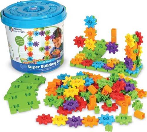 Learning Resources Gears! Gears! Gears! Super Building Toy Set, STEM Toys, Construction Toys, Gears for Kids, 150 Pieces, Ages 3+, Blue by LearningResources