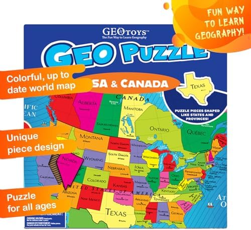 GeoPuzzle USA & Canada Jigsaw Puzzles, 69 Pc Puzzle for Kids Ages 6 & Up - Image 3