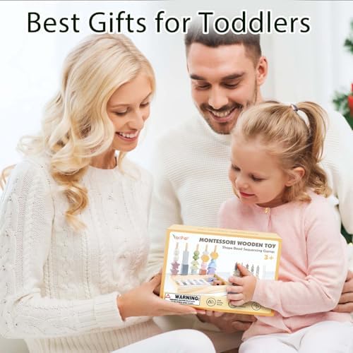 Montessori Toys for 3 Year Old - Wooden Lacing Beads & Stacking Blocks Toys for 3 4 5 Year Old Girl Boy Easter Birthday Gifts, Preschool Learning Activities With Beads Sequencing Set for Kids Age 3+ - Image 6