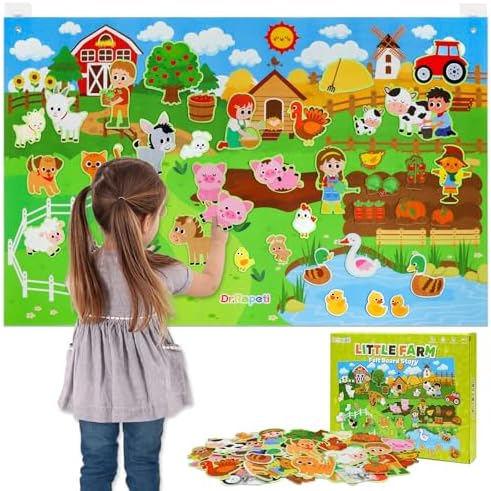 Dr.Rapeti 43x28 inch Felt Story Board Set, 41Pcs Animals Flannel Board by DrRapeti