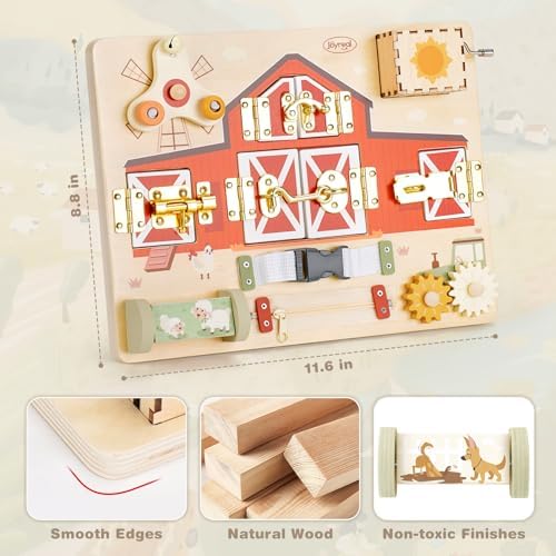 Joyreal Wooden Montessori Busy Board with Music Box for Toddlers - Image 5