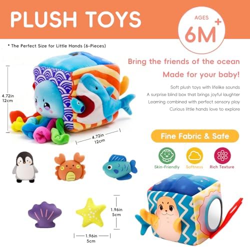 Baby Toys 6-12 Months, Montessori Sensory Toys with 5 Plush Sea Animals - Image 5