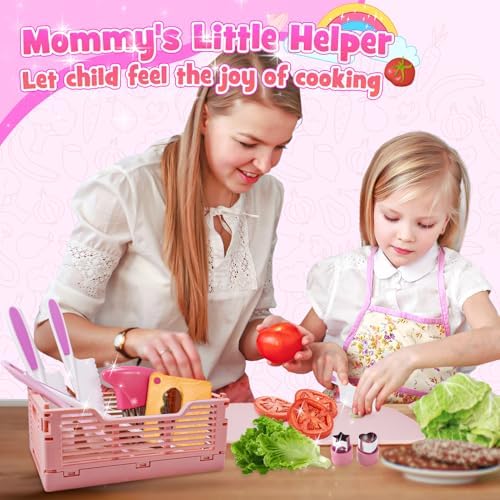 Kids Kitchen Knife Set for Real Cooking & Basket,Montessori Toys for 4 5 6 7 8 9 10 Year Old Girls Birthday Gifts, Knife Set, Kitchen Tools - Image 4