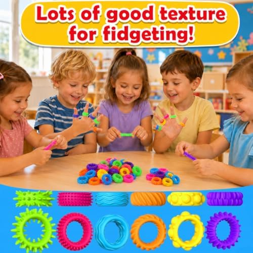 KLT Fidget Toys Bulk for Kids: 36 Pack Sensory Rings for Stress - Quiet Fidget Rings for Classroom Prize Box - Bulk Party Favors Goodie Bag - Small Calming Toys for Autism - Image 5