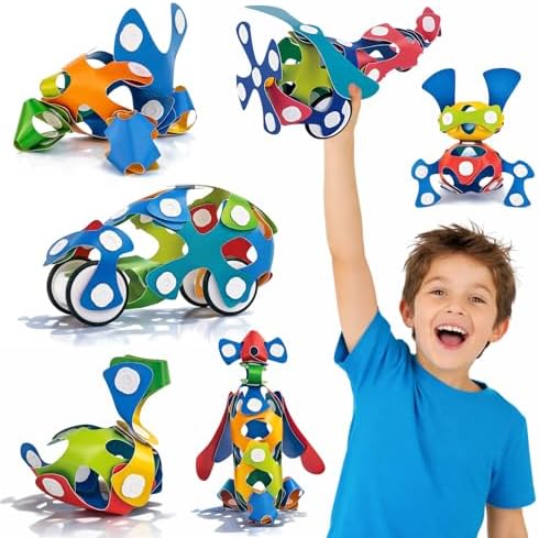Flexible Building Blocks Set, Creative Construction Toys for Kids, Educational Fun for 3+ Years Old, Enhances Hand-Eye Coordination and Creativity by ROHSCE