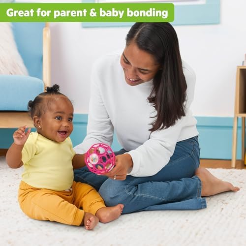 Bright Starts Oball Easy-Grasp Baby Rattle Ball, Pink, Ages Newborn and Up, 4 Inches - Image 5