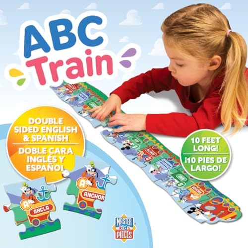 MasterPieces Disney Educational Floor Puzzle - Jumbo 28 Piece Wood Jigsaw Puzzle for Families - Mickey ABC Train - Ages 3+ - Image 2
