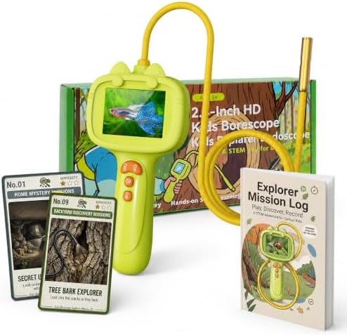 Kids Borescope Camera with Guide & 24 Mission Cards, Age 5-10 STEM Toy Gift by Omlite