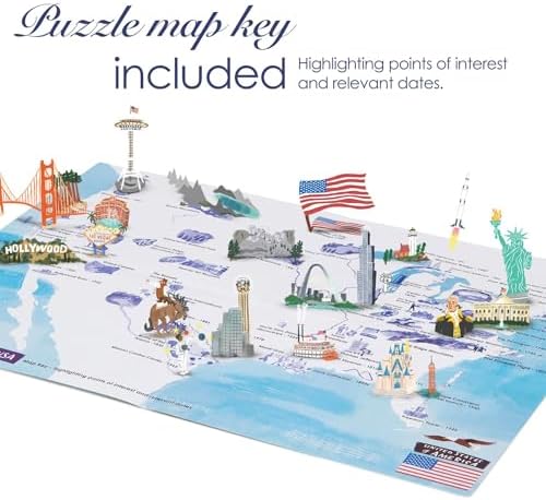 bopster 1000-Piece USA Map Jigsaw Puzzle for Kids, Teens & Adults | Detailed United States Landmarks Puzzle | Recycled Cardboard | Giftable Family Activity - Image 5