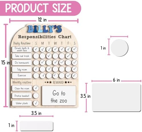 Personalized Wooden Daily Routine Chart 12x15", Responsibilities Chart for Kids, Routine Chart for Toddlers, Weekly Routine Chart for Boys, Kids Wooden Chore Chart - Image 2