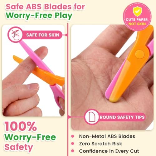 Koogel Toddler Scissors Practice Kit, 2 Safety Scissors & 120 Craft Papers - Image 4