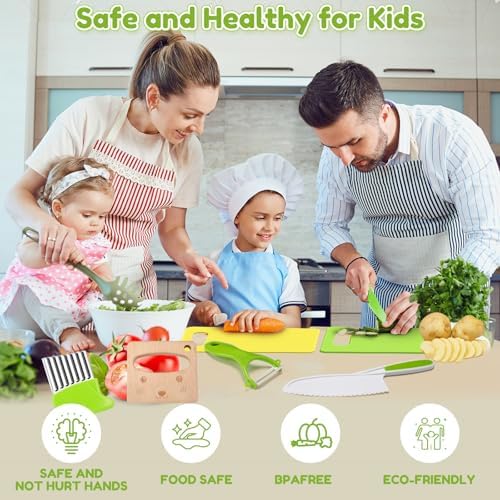 OLANRUN Kids Knife Set for Real Cooking - 13PCS Toddler Knives Cooking Sets - Kitchen Tools Montessori Toys for Kids Toddler 3 4 5 6 7 8 9 10 11 12 Year Old - Birthday Christmas Stocking Stuffer Gifts - Image 4