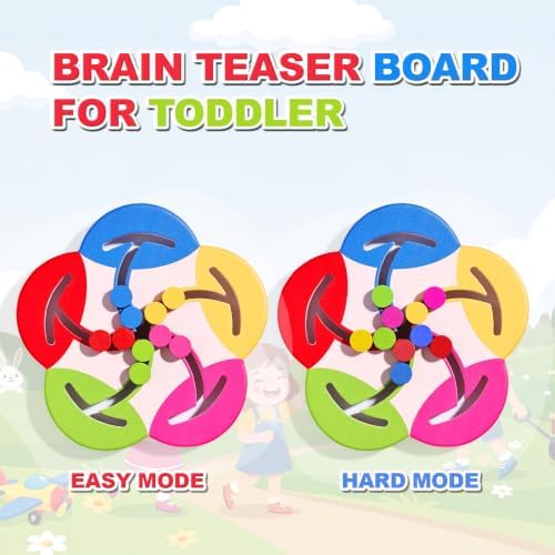 Wooden Montessori Toys for 2 3 4 5 Year Old | Color Sorting Bead Maze Board, Fine Motor Skills Preschool Learning Activities, Travel Game for Toddlers - Image 4