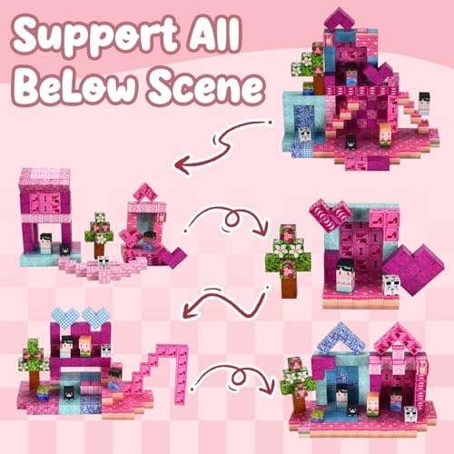 ADAH 216PCS Magnetic Building Blocks for Girls, Pink Princess STEM Toys for Ages 4-8, Creative Educational Building Toys for 3-6 Year Olds, Magic Blocks for Kids - Image 3