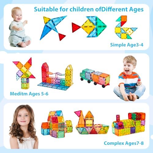 Anbalulu 134PCS Magnetic Building Tiles: Durable STEM Toys with Strong Magnets for Kids, Educational Building Blocks for Group Play Activities | Gift for Boys Girls 3+ (Pack of 6) - Image 4