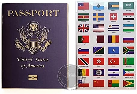 SJPRINTER Blank Passport Notebook | Pretend Passports | School Projects, Party favors, airplane toy, travel journal, geography, classroom social study (1Passport with 1SetFlags) by SJPRINTER