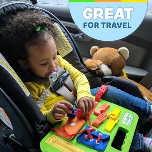 Buckle Toy, Busy Board, Green, Montessori Learning Toy for Toddlers - Image 4