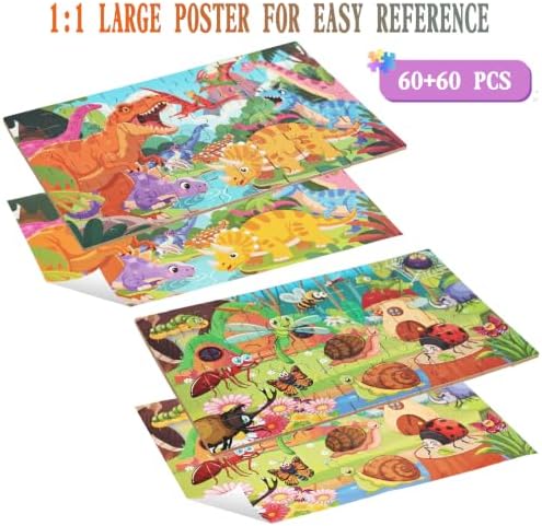 Puzzles for Kids Ages 4-6, 60 Pieces Puzzles for Kids Ages 3-5 in a Metal Box Girls and Boys Learning Educational Jigsaw Puzzle Toys Gifts - Image 3