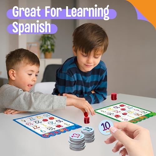 SpriteGru Spanish Bingo Game, 12 Bingo Board Spanish Letters, Numbers & Words Vocabulary Game, Early Educational Toys for Learning - Ages 4 and up, Perfect for Classroom & at Home (Up to 12 Players) - Image 4