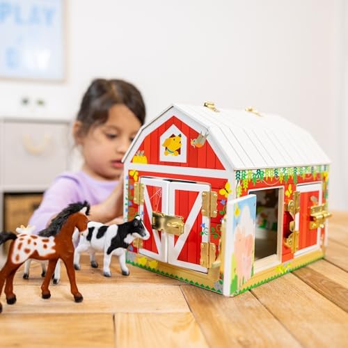 Melissa & Doug Latches Barn Toy Sensory Activity, Doors and Locks Toy, Farm Animals, for Kids Ages 3+ - Image 2